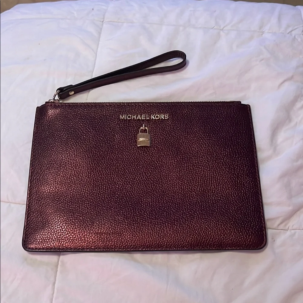 Michael Kors XL Adele Merlot Burgundy Wristlet